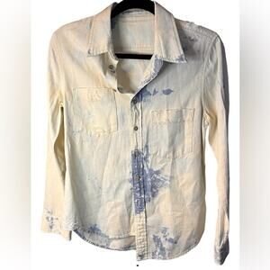 MOTHER Cream and Blue Button Down Shirt